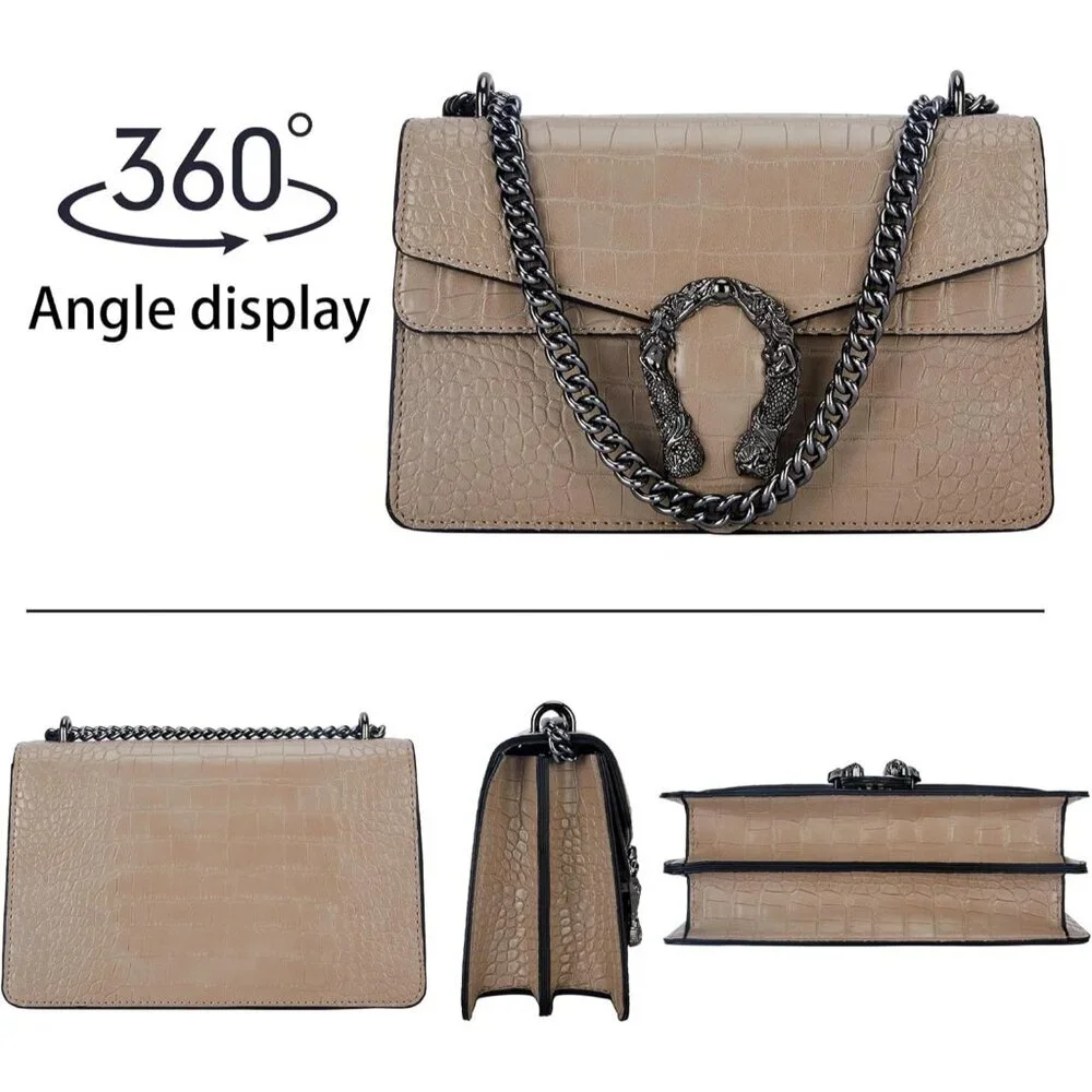 ⚡ Women's Snake Vegan Leather Print Casual Fashion Satchel Tan Crossbody Handbag